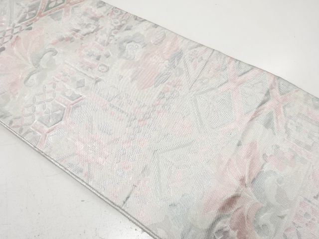 佐賀錦　切りばめ風　花に古典柄織り出し　袋帯